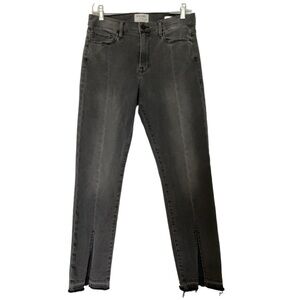 FRAME jeans, black, 30, raw hem, front slit on each leg, Le Nouveau Straight.
